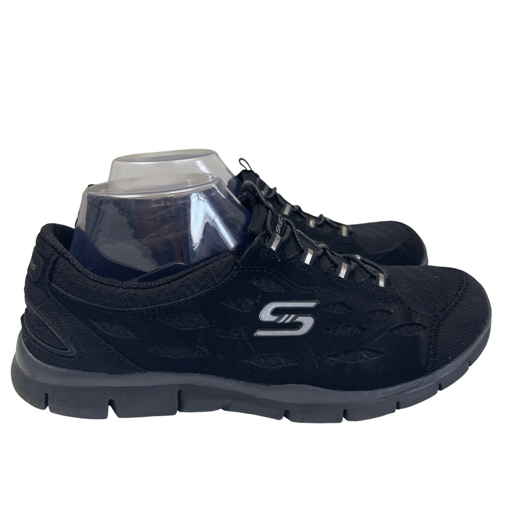 Skechers Gratis Full Circle Women 9W Black Sneakers 22604W Comfort Slip On Shoe